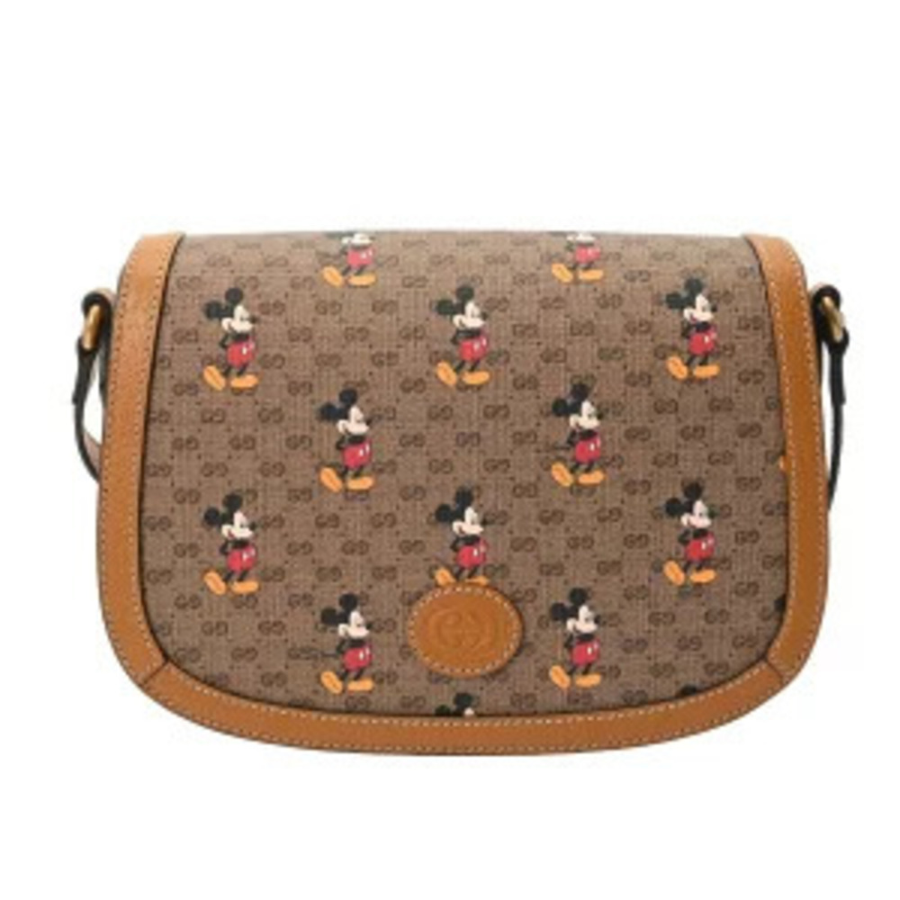 Gucci GG Supreme Disney Beige Ebony Camel Tan Brown Shoulder Bag